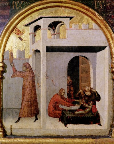 St. Louis of Toulouse (1274-97) Appearing at the Bedside of a Sick Child, Predella Panel from the Altar of St. Louis of Toulouse, 1317 by Simone Martini